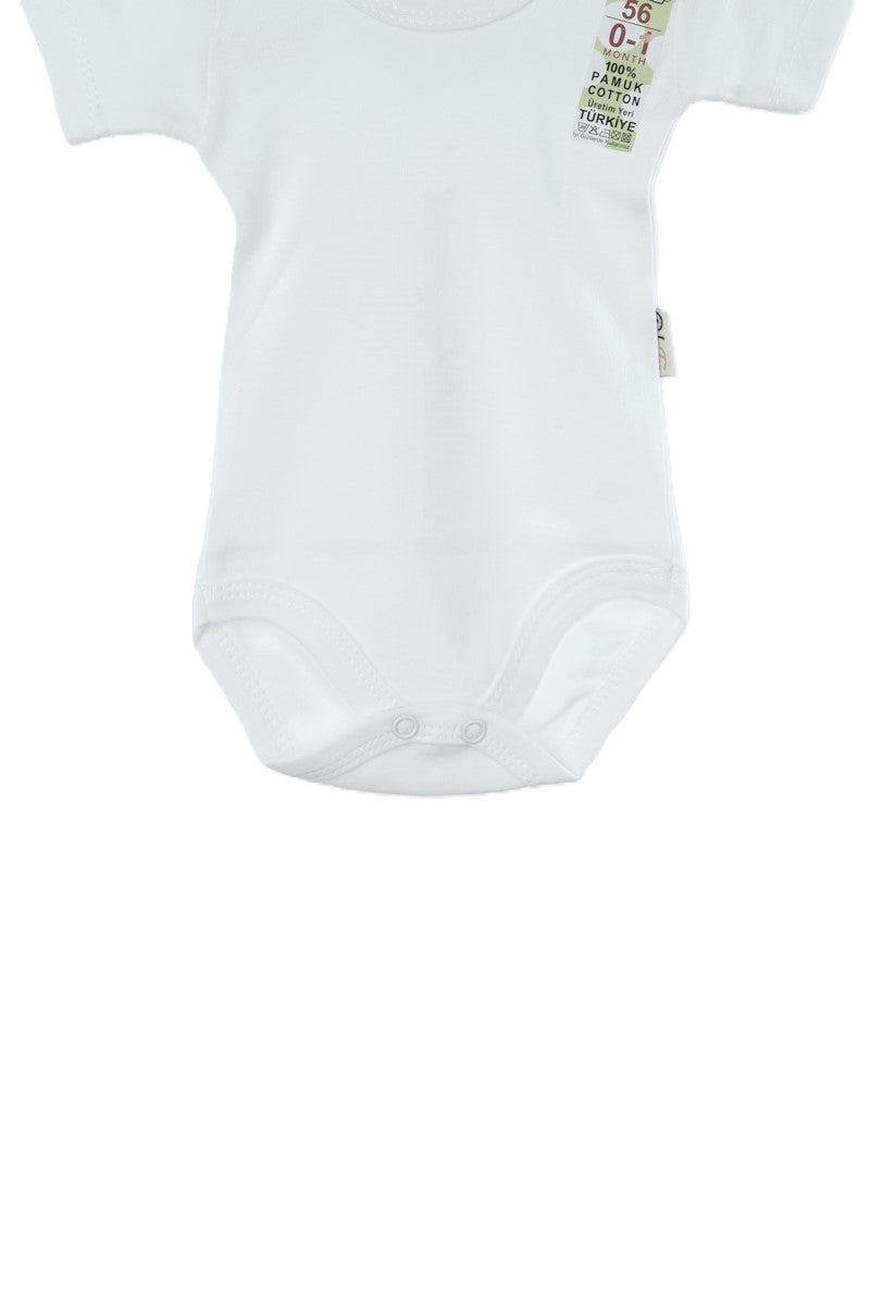 Oppland Bebek Zıbın Badi Kısa Kollu %100 Pamuk Kumaş Düz Çıtçıtlı Yeni doğan